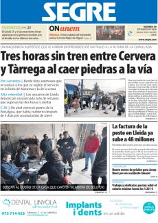 TRES HORAS SIN TREN ENTRE CERVERA Y TÀRREGA AL CAER PIEDRAS A LA VÍA